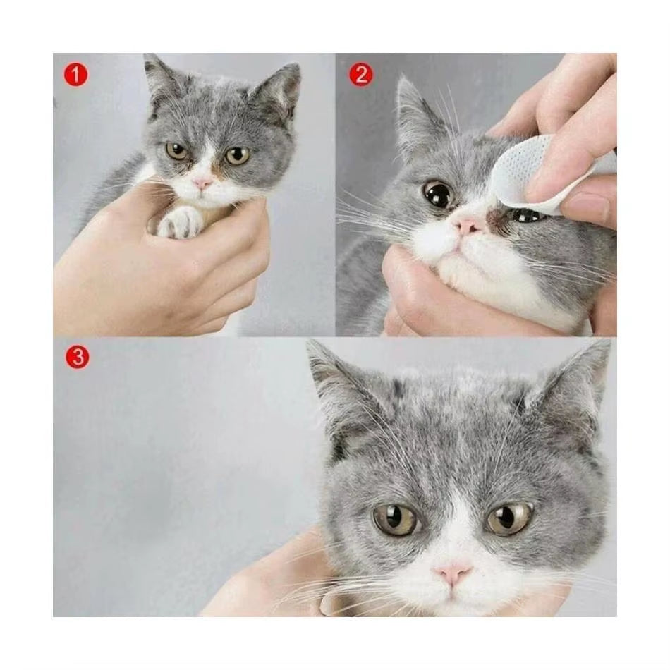 130 Pcs/Set Grooming Tear Stain Remover Gentle Non-Foaming Wipes Towels Dog and Cat Cleaning Wipes Pet Eye Wipes