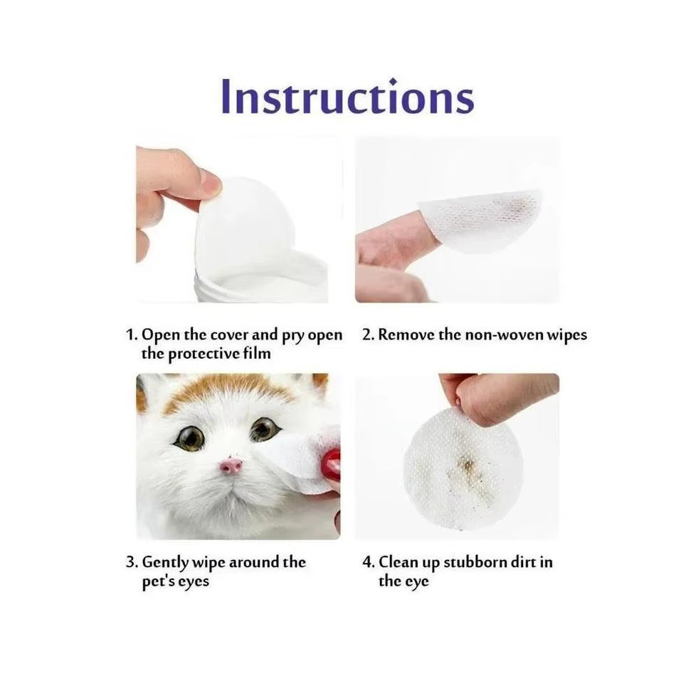 130 Pcs/Set Grooming Tear Stain Remover Gentle Non-Foaming Wipes Towels Dog and Cat Cleaning Wipes Pet Eye Wipes